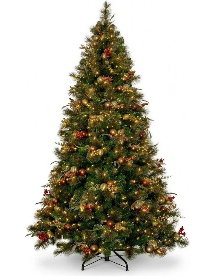 Christabelle 2.3m 7.5ft Deluxe Mountain Pine Christmas Tree Pre Lit Multi Function LED Artificial image 1