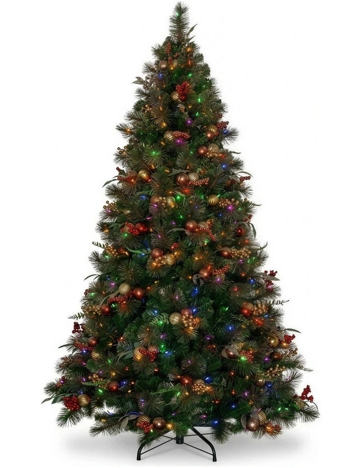 Christabelle 2.3m 7.5ft Deluxe Mountain Pine Christmas Tree Pre Lit Multi Function LED Artificial image 2