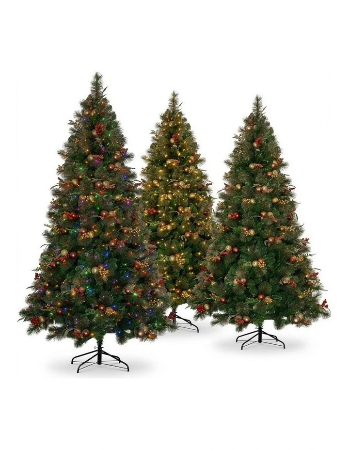 Christabelle 2.3m 7.5ft Deluxe Mountain Pine Christmas Tree Pre Lit Multi Function LED Artificial image 4