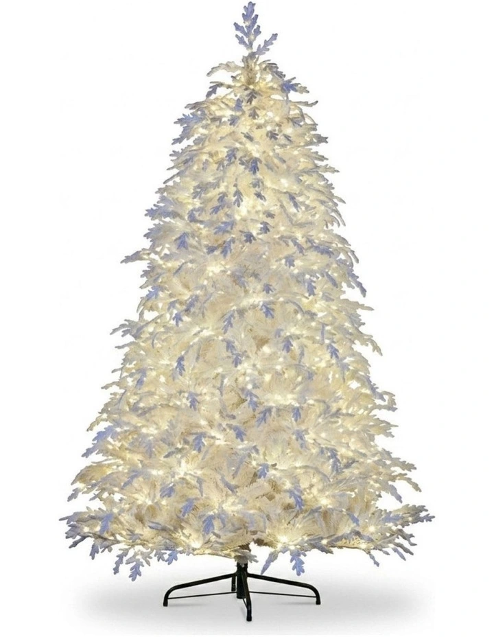 Christabelle 2.3m 7.5ft Crystal Snow Christmas Tree Pre Lit Multi Function LED Indoor image 1