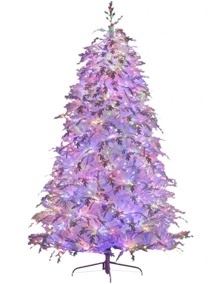 Christabelle 2.3m 7.5ft Crystal Snow Christmas Tree Pre Lit Multi Function LED Indoor image 2