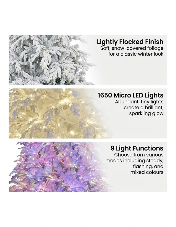 Christabelle 2.3m 7.5ft Crystal Snow Christmas Tree Pre Lit Multi Function LED Indoor image 4