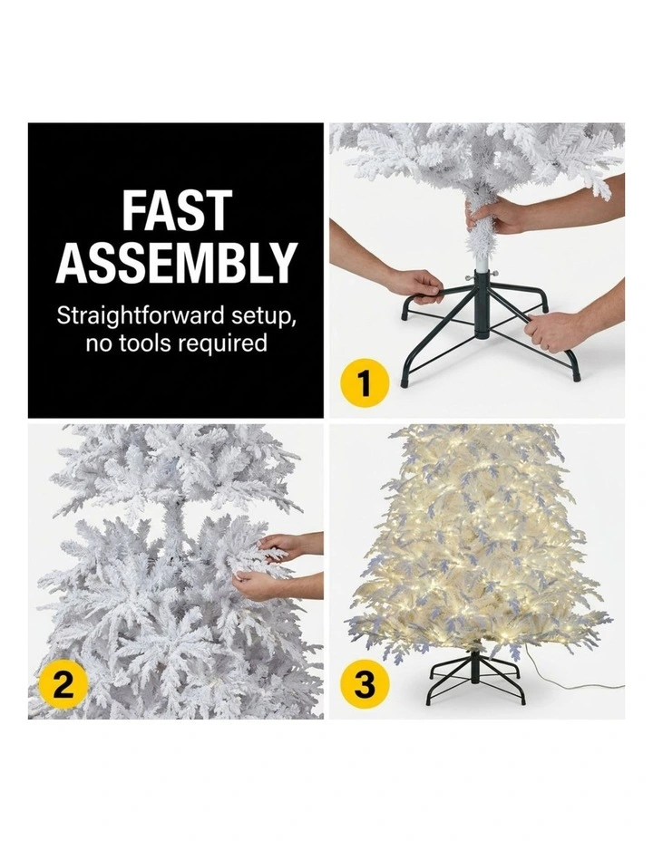 Christabelle 2.3m 7.5ft Crystal Snow Christmas Tree Pre Lit Multi Function LED Indoor image 5