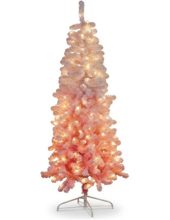 Christabelle 1.8m 6ft Pink Ombre Christmas Tree Pre Lit Warm White LED Foliage Artificial image 1