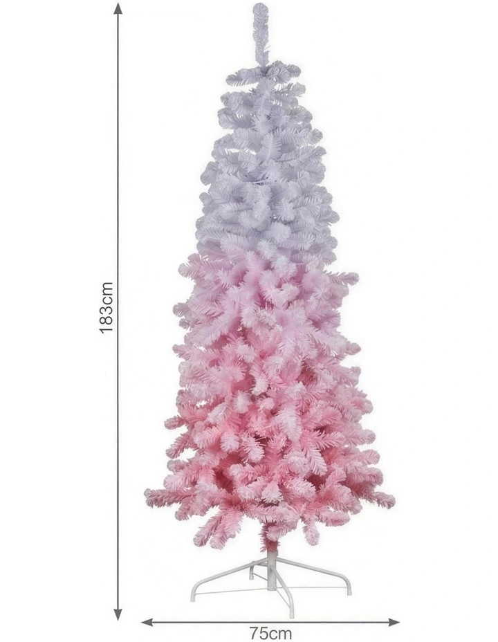 Christabelle 1.8m 6ft Pink Ombre Christmas Tree Pre Lit Warm White LED Foliage Artificial image 2