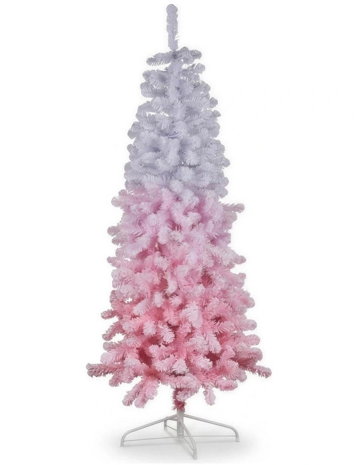 Christabelle 1.8m 6ft Pink Ombre Christmas Tree Pre Lit Warm White LED Foliage Artificial image 3