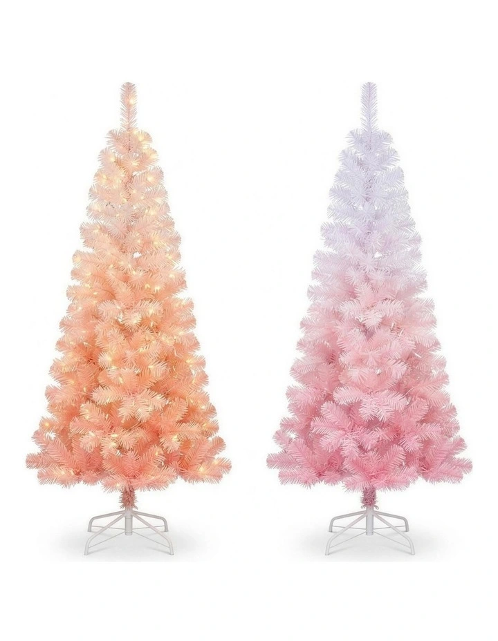 Christabelle 1.8m 6ft Pink Ombre Christmas Tree Pre Lit Warm White LED Foliage Artificial image 4
