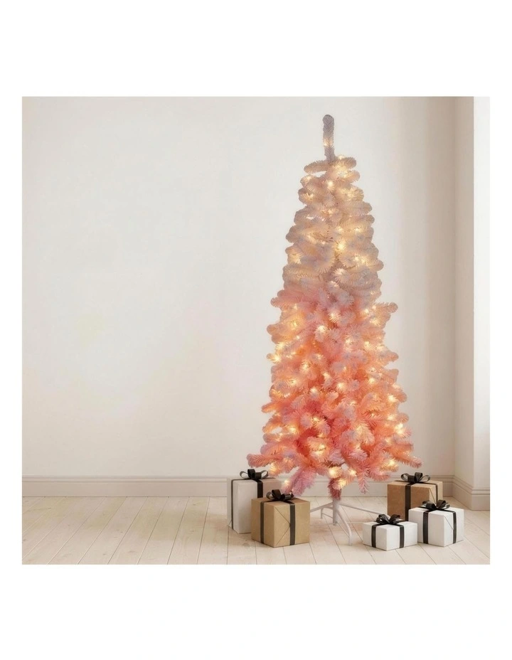 Christabelle 1.8m 6ft Pink Ombre Christmas Tree Pre Lit Warm White LED Foliage Artificial image 5