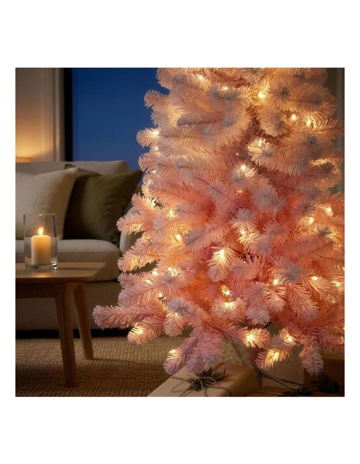 Christabelle 1.8m 6ft Pink Ombre Christmas Tree Pre Lit Warm White LED Foliage Artificial image 6