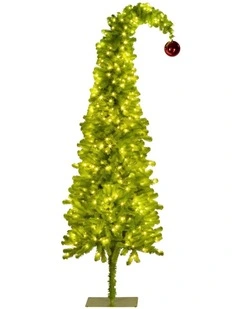Christabelle 1.8m 6ft Gremlin Christmas Tree Pre Lit Green White LED Curved Top Indoor
