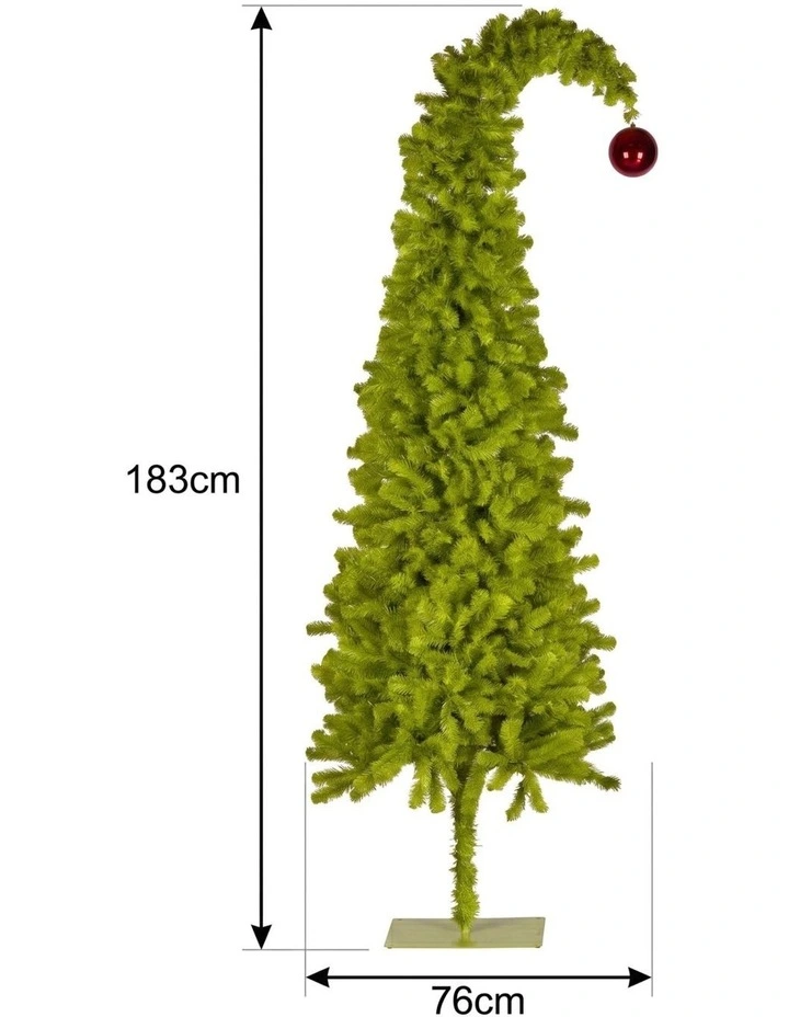 Christabelle 1.8m 6ft Gremlin Christmas Tree Pre Lit Green White LED Curved Top Indoor image 2
