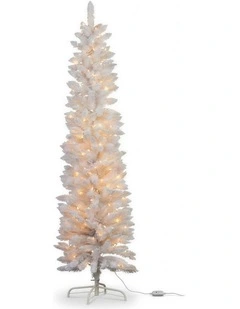 Christabelle 1.8m 6ft White Fairy Floss Christmas Tree Pre Lit RGB LED Flocked Slim 20 Modes