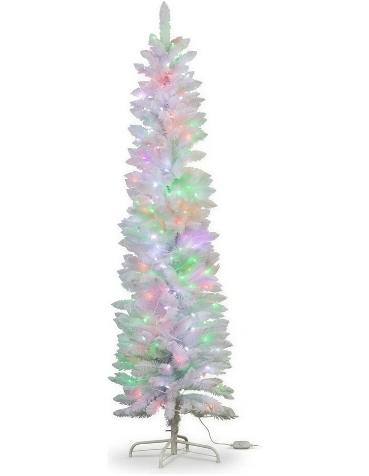 Christabelle 1.8m 6ft White Fairy Floss Christmas Tree Pre Lit RGB LED Flocked Slim 20 Modes image 4