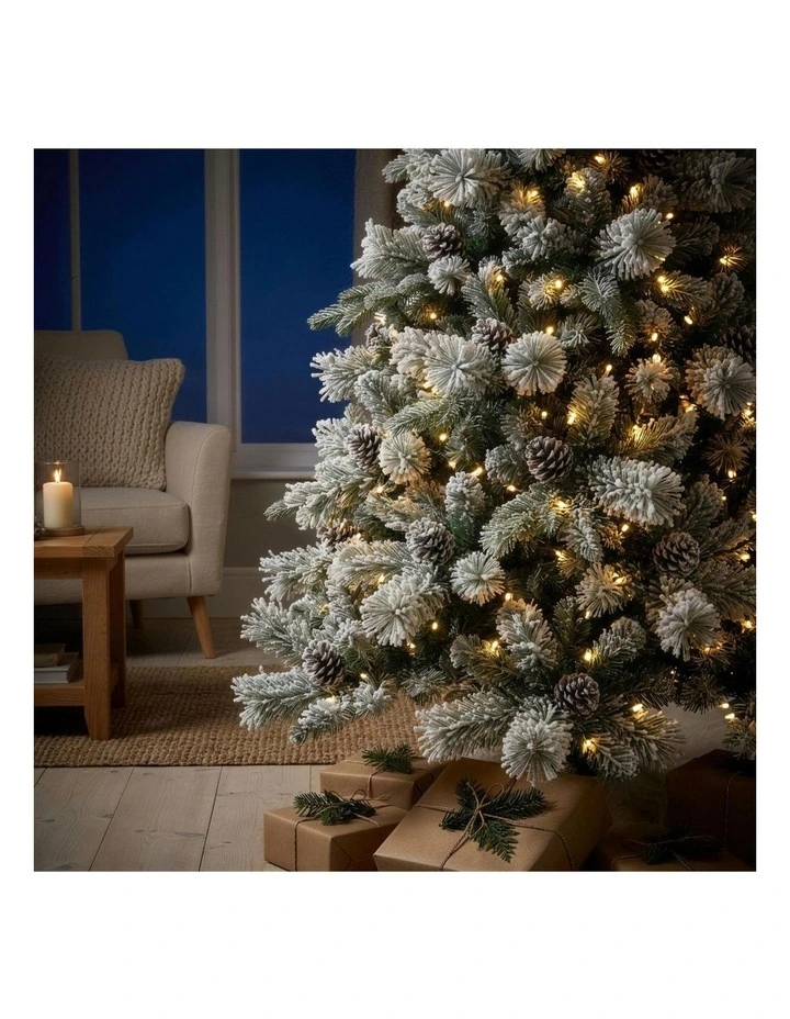 Christabelle 2.3m 7.5ft Alpine Snow Christmas Tree Pre Lit Multi Function LED Flocked Pine Cones image 7