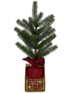 Christabelle 45cm 1.5ft Potted Christmas Tree Decorations Gift Pack Hessian Tabletop