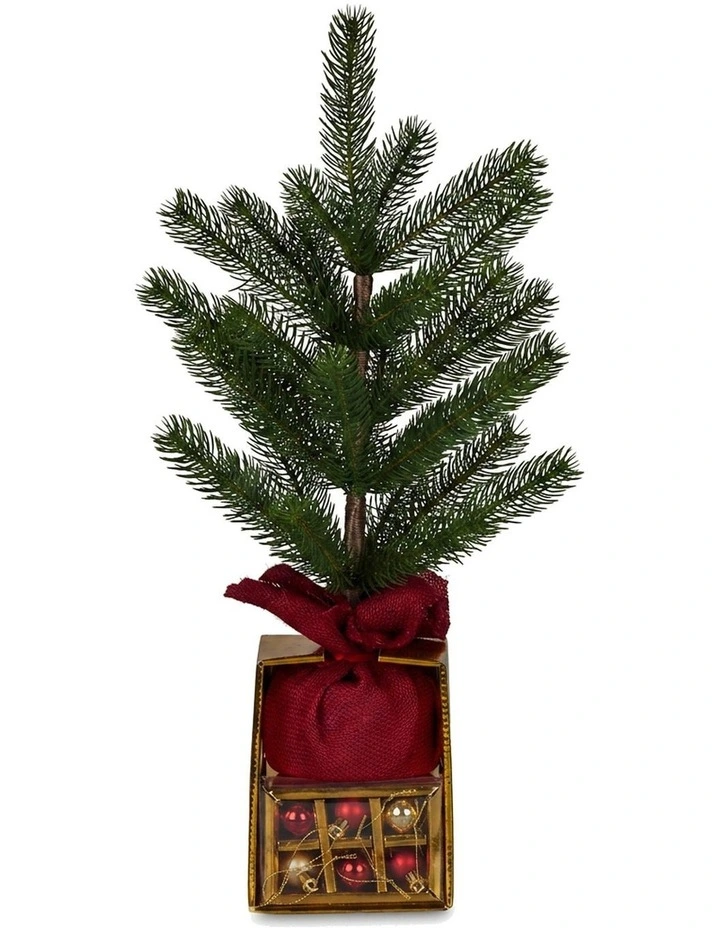 Christabelle 45cm 1.5ft Potted Christmas Tree Decorations Gift Pack Hessian Tabletop image 1