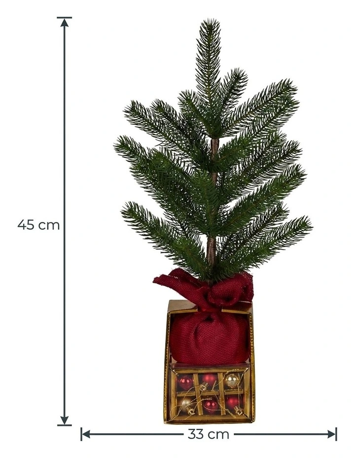 Christabelle 45cm 1.5ft Potted Christmas Tree Decorations Gift Pack Hessian Tabletop image 2