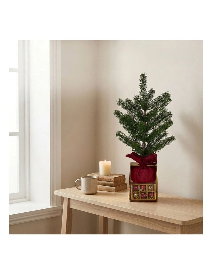 Christabelle 45cm 1.5ft Potted Christmas Tree Decorations Gift Pack Hessian Tabletop image 4