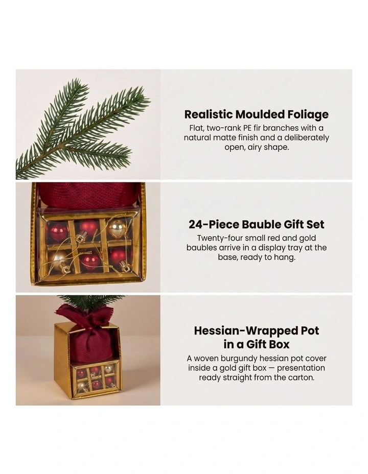 Christabelle 45cm 1.5ft Potted Christmas Tree Decorations Gift Pack Hessian Tabletop image 5