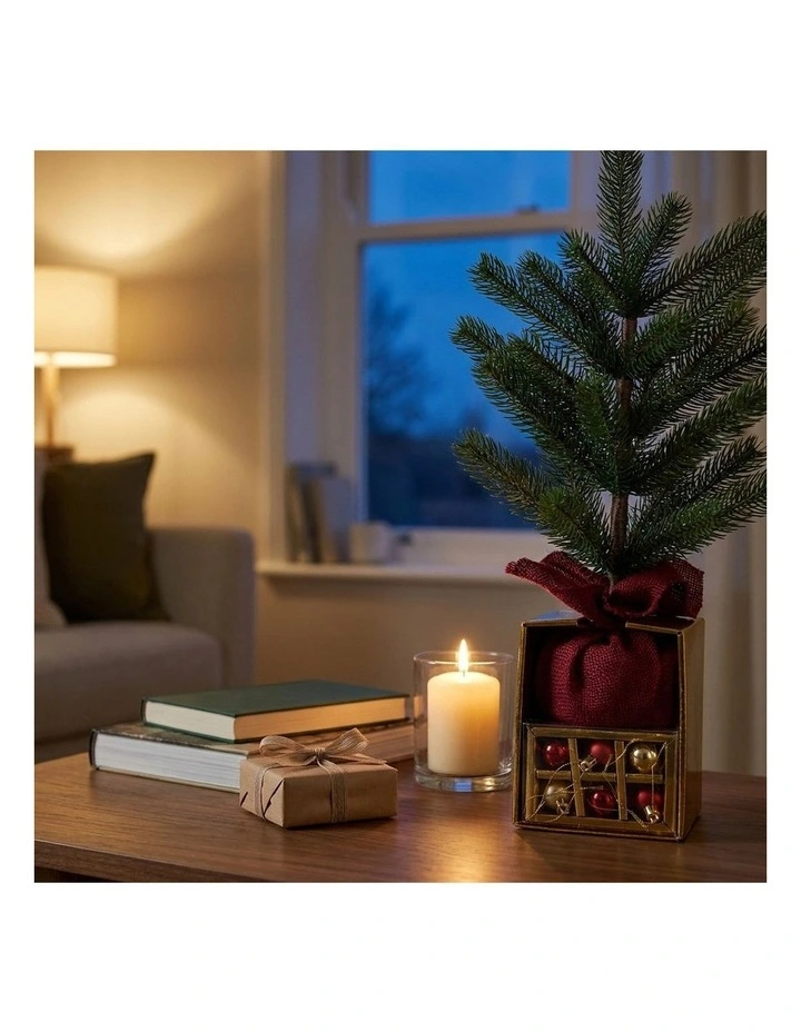 Christabelle 45cm 1.5ft Potted Christmas Tree Decorations Gift Pack Hessian Tabletop image 6