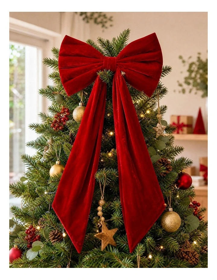 Jingle Jollys Red Velvet Christmas Bows Tree Decorations Xmas Ornaments image 6