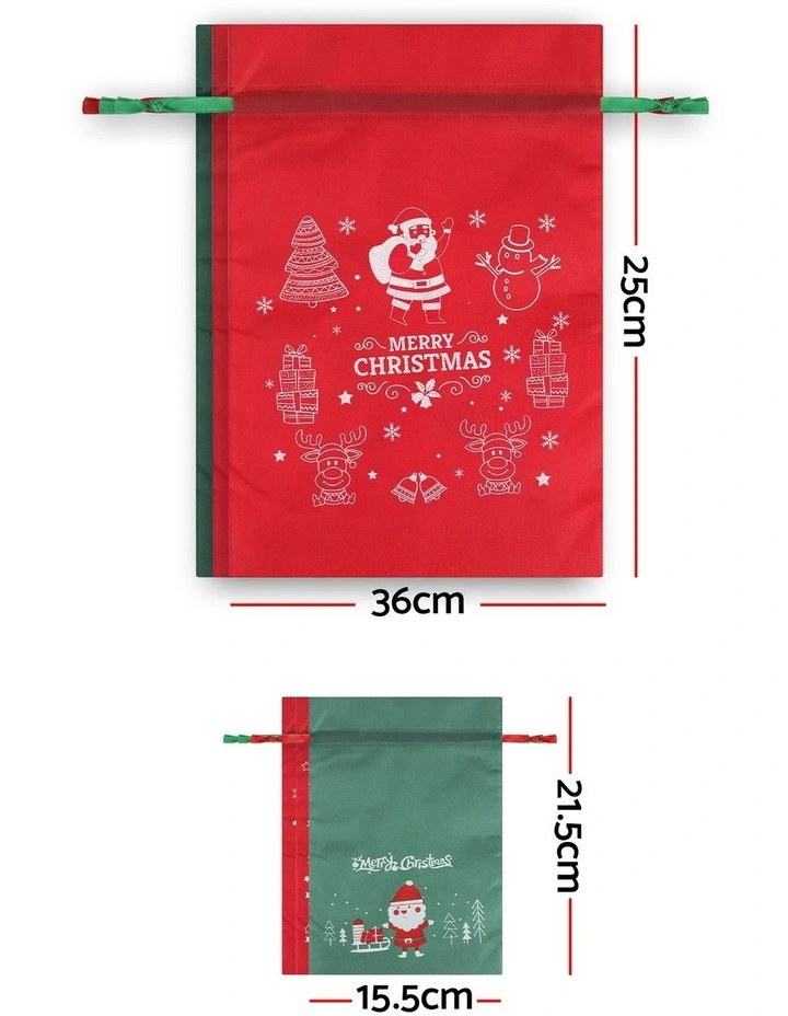 Jingle Jollys 6PCS Christmas Santa Sacks Drawstring Reusable Gift Storage Bags 2 Sizes image 2
