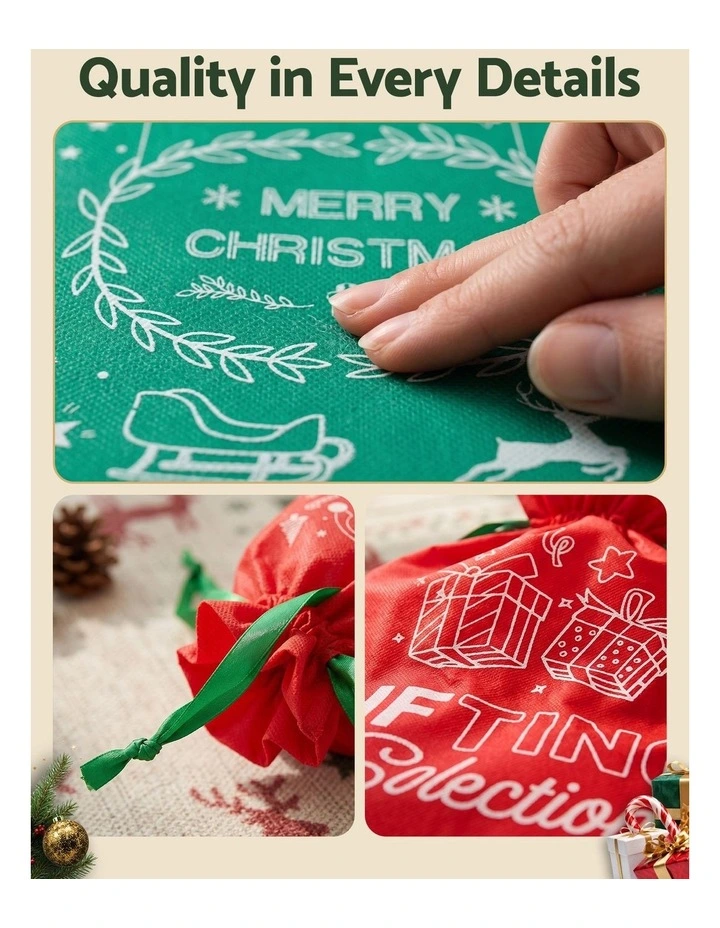 Jingle Jollys 6PCS Christmas Santa Sacks Drawstring Reusable Gift Storage Bags 2 Sizes image 4