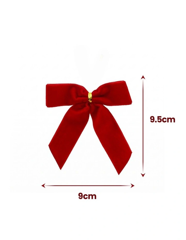 Jingle Jollys 24Pcs Red Velvet Christmas Bows Tree Decorations Xmas Decor image 2