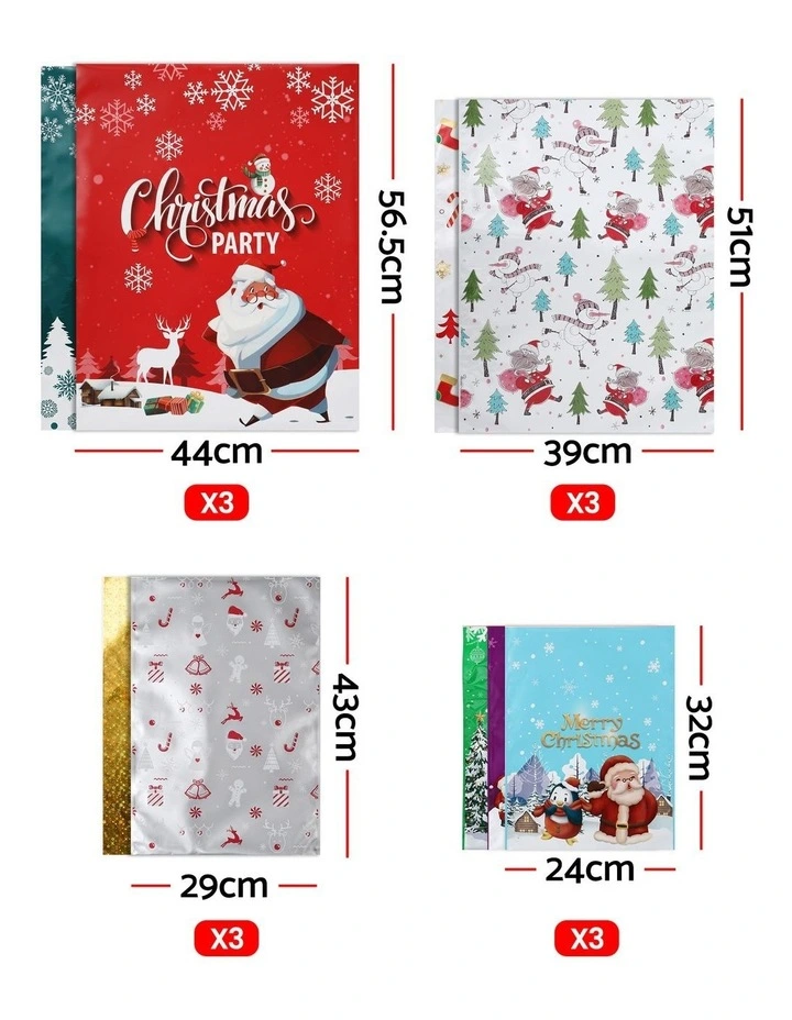 Jingle Jollys 27PCS Christmas Gift Bags Large Medium Small 9 Christmas Designs Set image 2