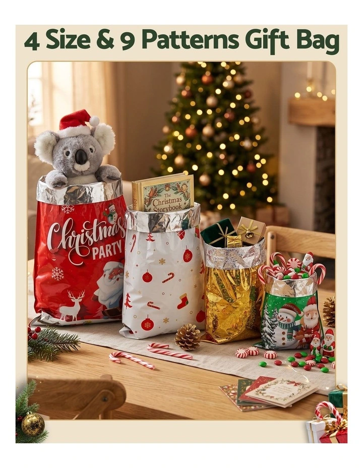 Jingle Jollys 27PCS Christmas Gift Bags Large Medium Small 9 Christmas Designs Set image 4