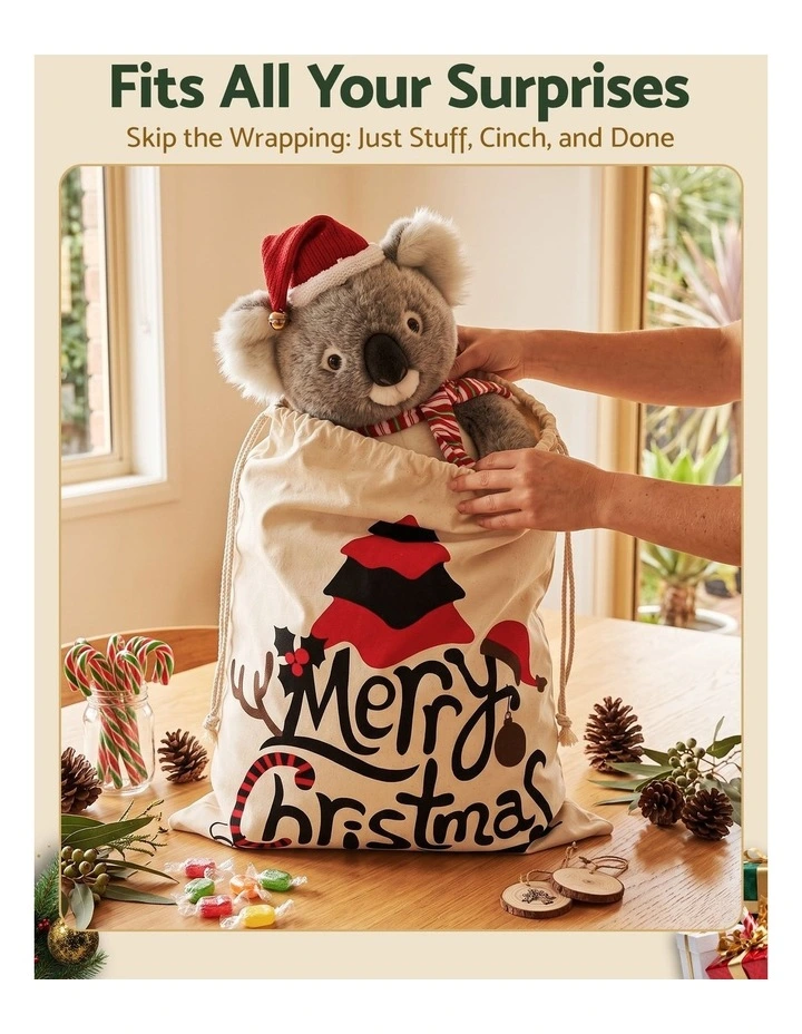 Jingle Jollys 3PCS Christmas Santa Sacks Large Reusable Personalised Canvas Gift Storage Bags image 5