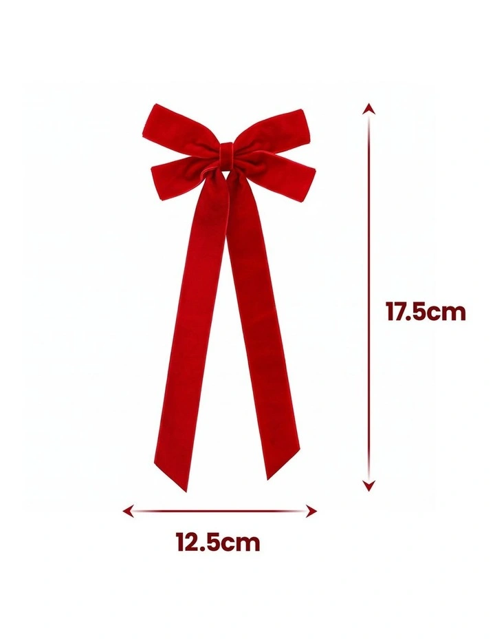 Jingle Jollys 12Pcs Red Velvet Christmas Bows Tree Decorations Xmas Decor image 2