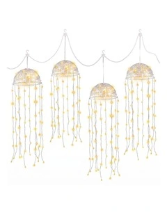 Jingle Jollys Christmas Lights Solar Jellyfish 4Pcs Garden Decorative Warm White