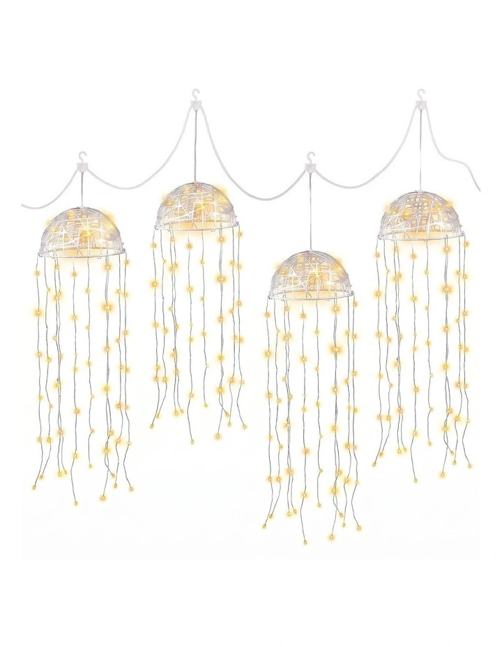 Jingle Jollys Christmas Lights Solar Jellyfish 4Pcs Garden Decorative Warm White image 1