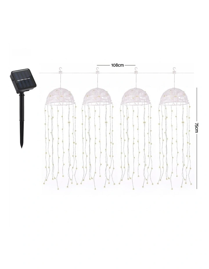 Jingle Jollys Christmas Lights Solar Jellyfish 4Pcs Garden Decorative Warm White image 2