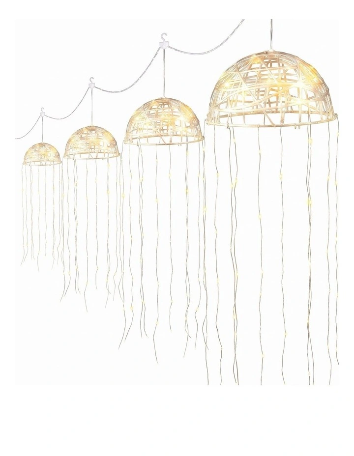 Jingle Jollys Christmas Lights Solar Jellyfish 4Pcs Garden Decorative Warm White image 3