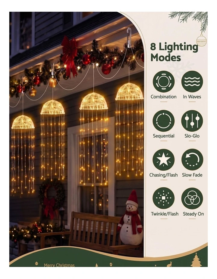 Jingle Jollys Christmas Lights Solar Jellyfish 4Pcs Garden Decorative Warm White image 4