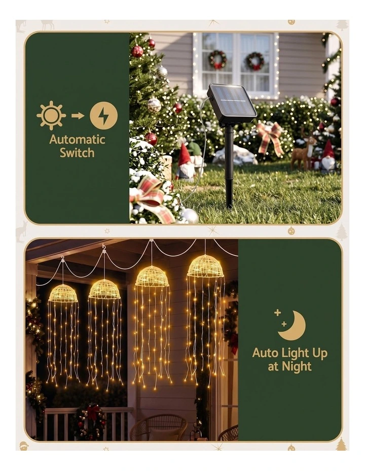 Jingle Jollys Christmas Lights Solar Jellyfish 4Pcs Garden Decorative Warm White image 5