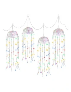 Jingle Jollys Christmas Lights Solar Jellyfish 4Pcs Garden Decorative Multi-Color