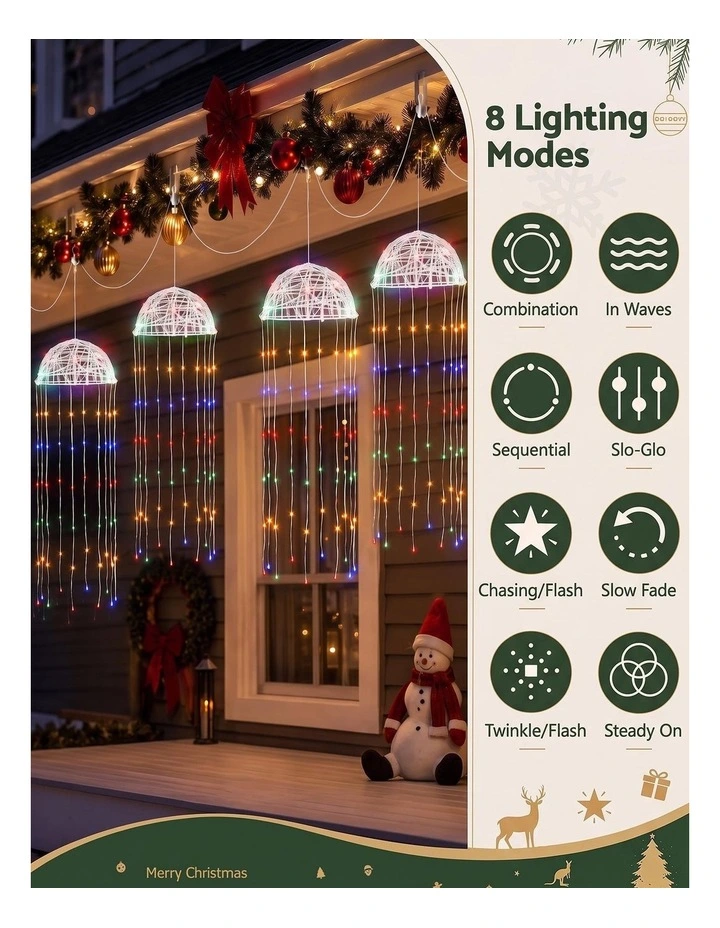 Jingle Jollys Christmas Lights Solar Jellyfish 4Pcs Garden Decorative Multi-Color image 4