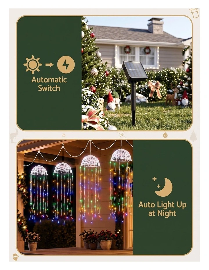 Jingle Jollys Christmas Lights Solar Jellyfish 4Pcs Garden Decorative Multi-Color image 5