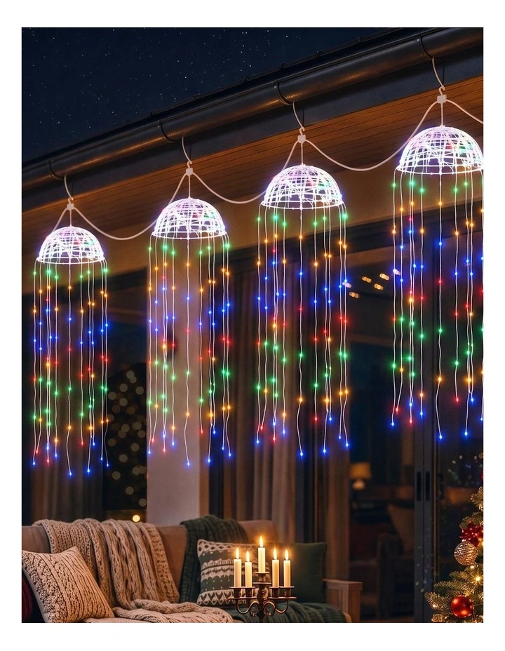 Jingle Jollys Christmas Lights Solar Jellyfish 4Pcs Garden Decorative Multi-Color image 6