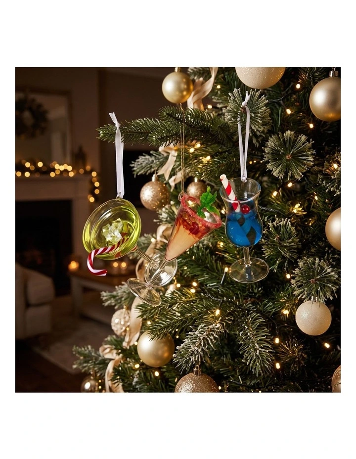 Christabelle 13cm Baubles 3 Glass Cocktail Christmas Ornaments Novelty Xmas Tree Decor image 5
