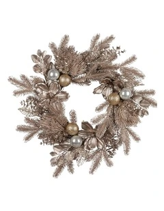 Christabelle Champagne Glitter Christmas Wreath - 61cm