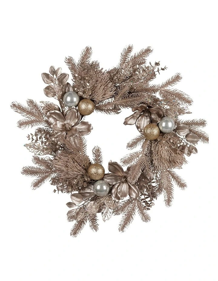 Christabelle Champagne Glitter Christmas Wreath - 61cm image 1
