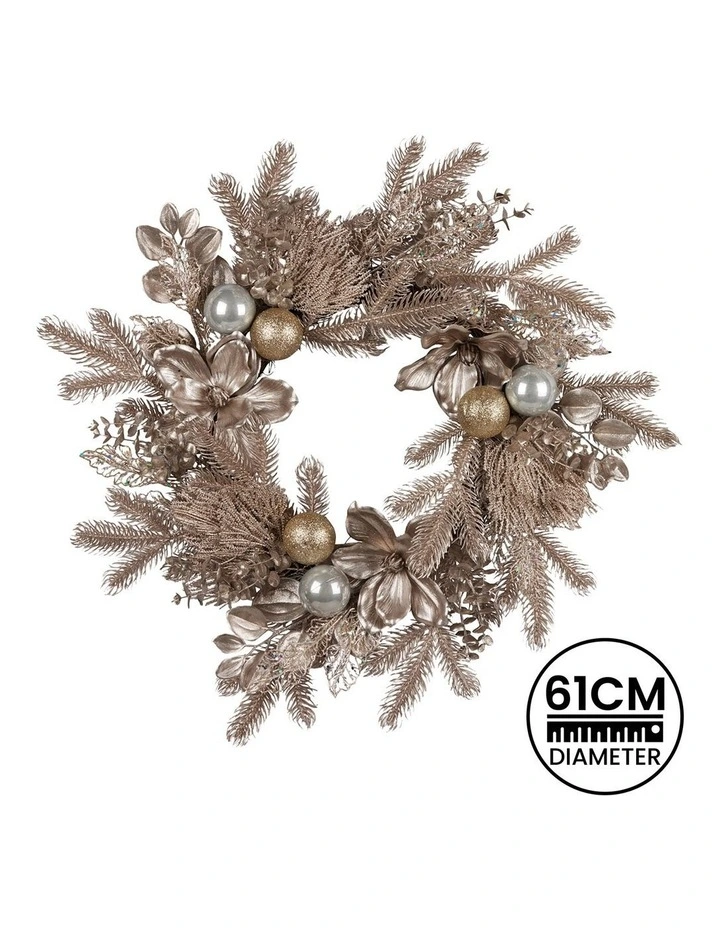 Christabelle Champagne Glitter Christmas Wreath - 61cm image 2