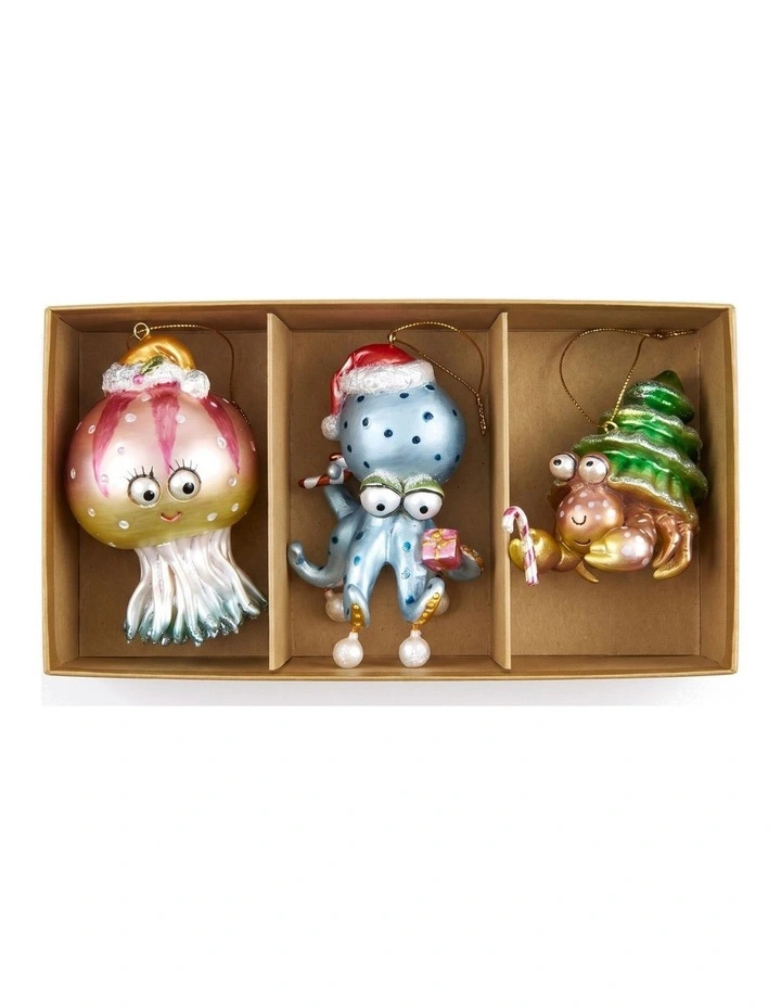 Christabelle 7.5cm 3 Sea Animal Christmas Baubles Ornaments Novelty Figures Xmas Tree Decor image 3