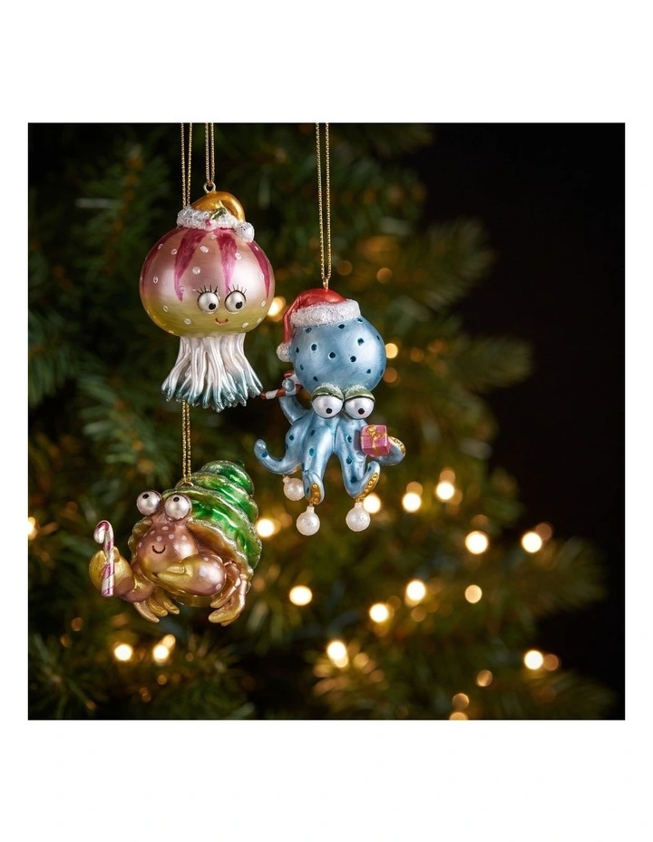 Christabelle 7.5cm 3 Sea Animal Christmas Baubles Ornaments Novelty Figures Xmas Tree Decor image 4