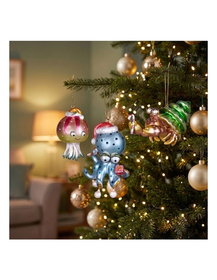 Christabelle 7.5cm 3 Sea Animal Christmas Baubles Ornaments Novelty Figures Xmas Tree Decor image 5