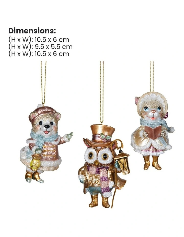 Christabelle 10cm Baubles 3 Victorian Animal Christmas Ornaments Novelty Xmas Tree Decorations image 2